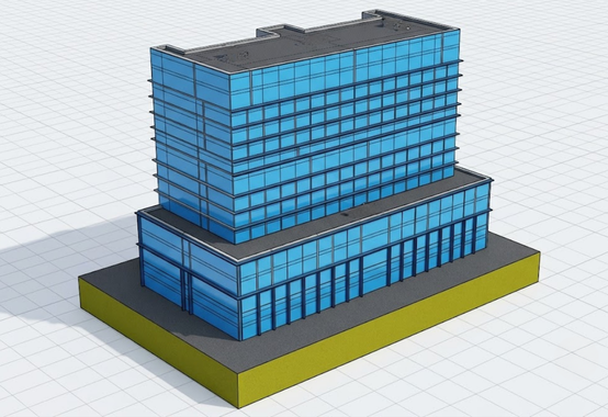 Building energy model showcasing HVAC airflow paths and temperature zones